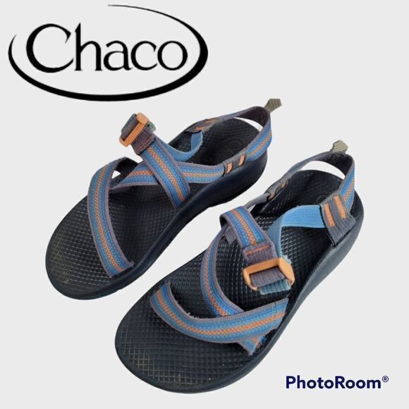 Chaco Ecotread Sands Orange and Blue Straps Sandals - Picture 1 of 10